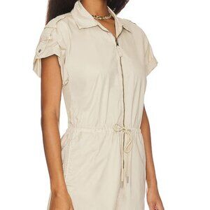 PISTOLA Meg Short Sleeve Zip Front Romper in Marble, Size M